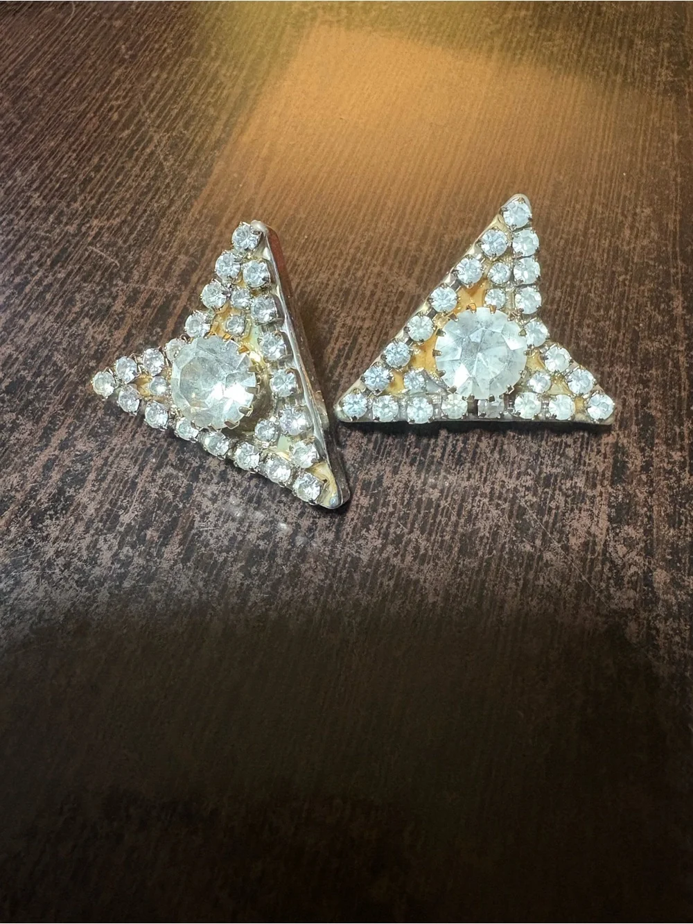 Silver Crystal Slider Necklace with Triangle Crystal interchangeable Studs